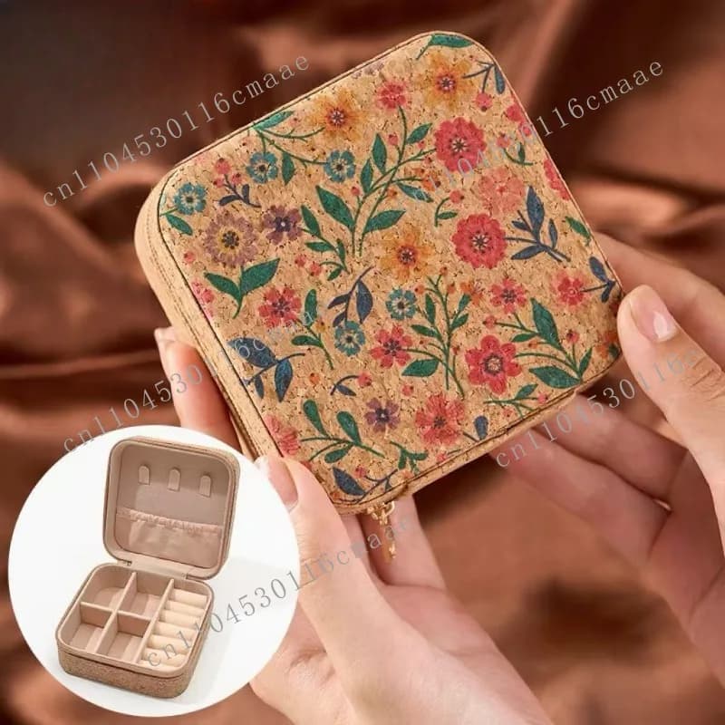 Portable retro jewelry box Portable stud earrings necklace Fabric storage  Small jewelry  Cross-border jewelry