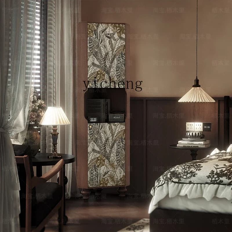 i10.9- Vintage Light Luxury Solid Wood Corner Cabinet Living Room Storage Cabinet Large Capacity Corner Shelf Storage