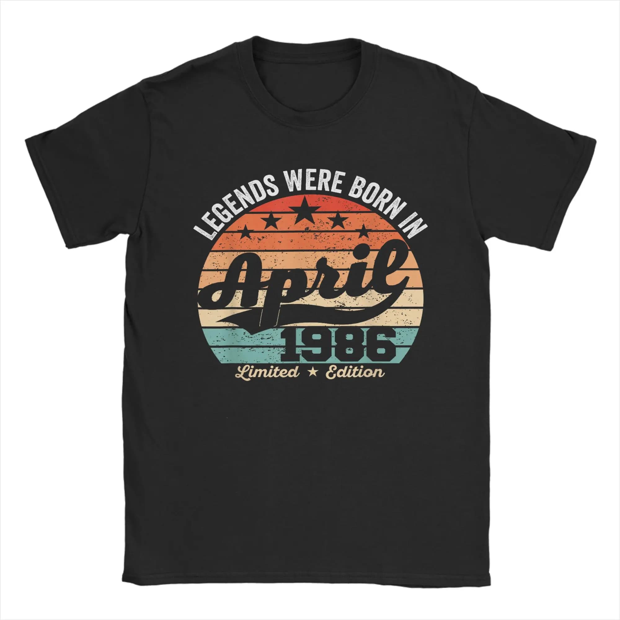 Men's T-Shirts Vintage 40th Birthday Legends Were Born In April 1986 Cotton Tee Shirt Short Sleeve T Shirts O Neck Tops Classic
