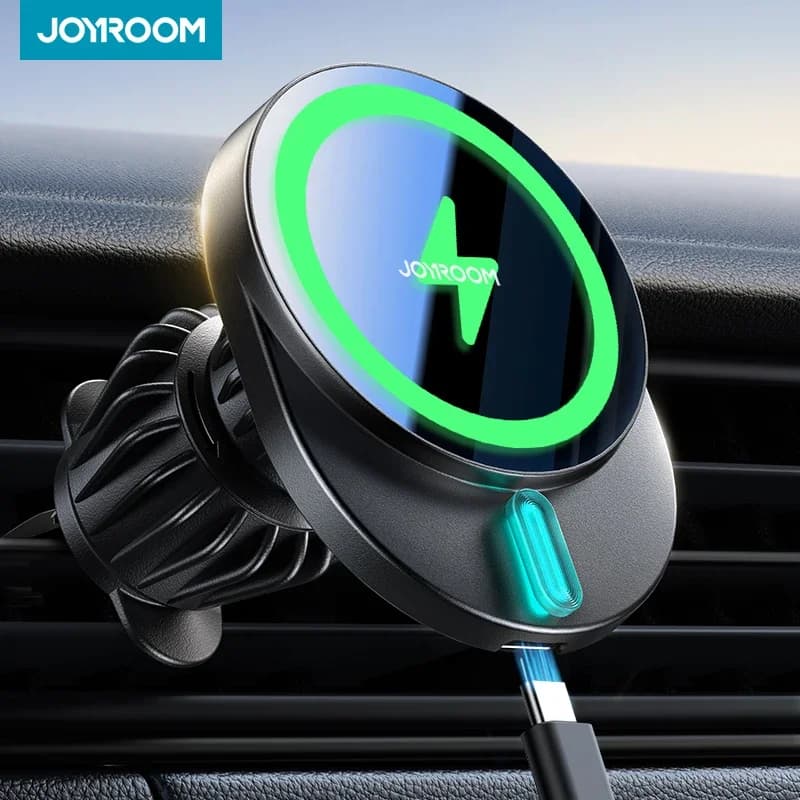 Joyroom Magnetic Car Phone Holder 15W Fast Wireless Charging Car Charger Phone Mount Air Vent Car Holder Mount For iPhone 16-12