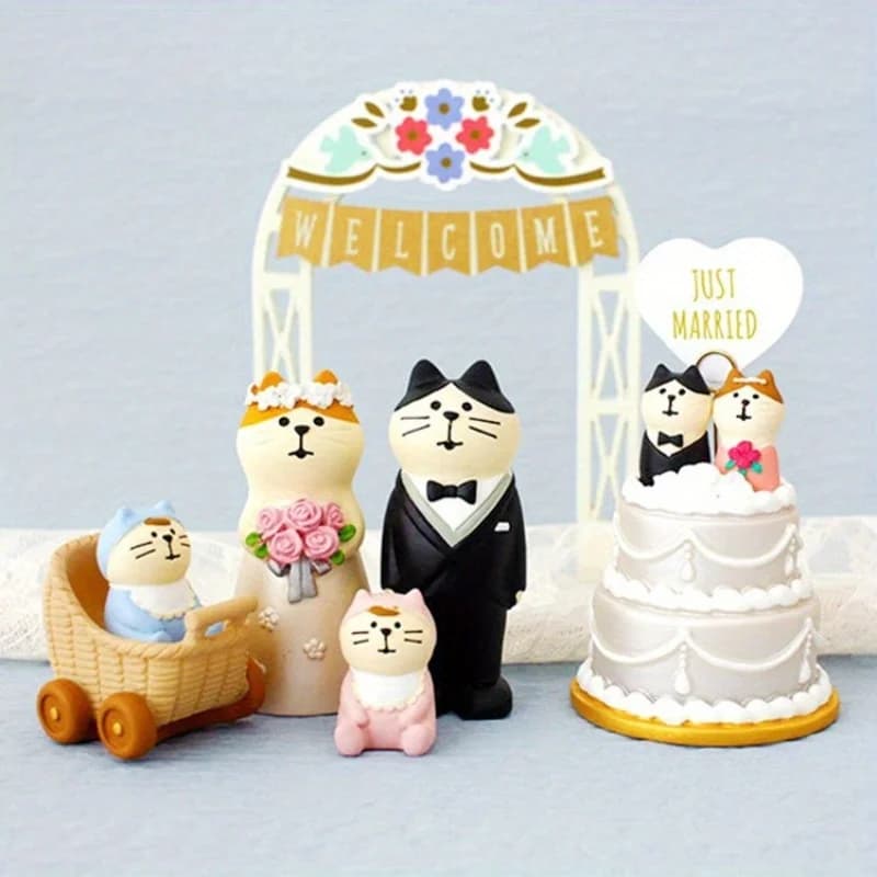 Exquisite Resin Bride and Groom Figurine Elegant Wedding Cake Topper Decor for Home Car Desk Anniversary Engagement Party Gift