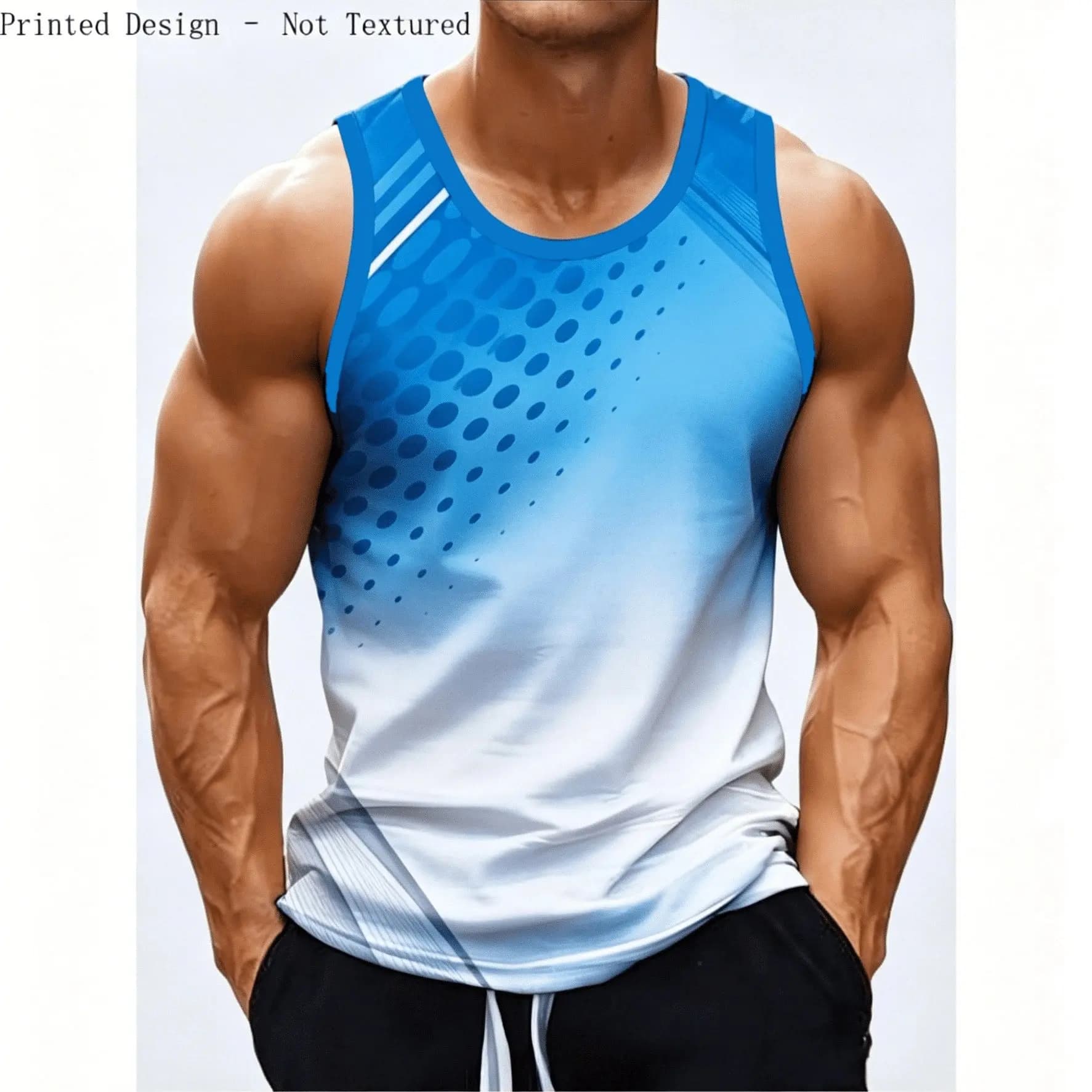 Men Gradient Dot Print Tank Top, Sleeveless Muscle Vest, Summer Gym Workout Athletic Sport Casual Beach Tank Shirt