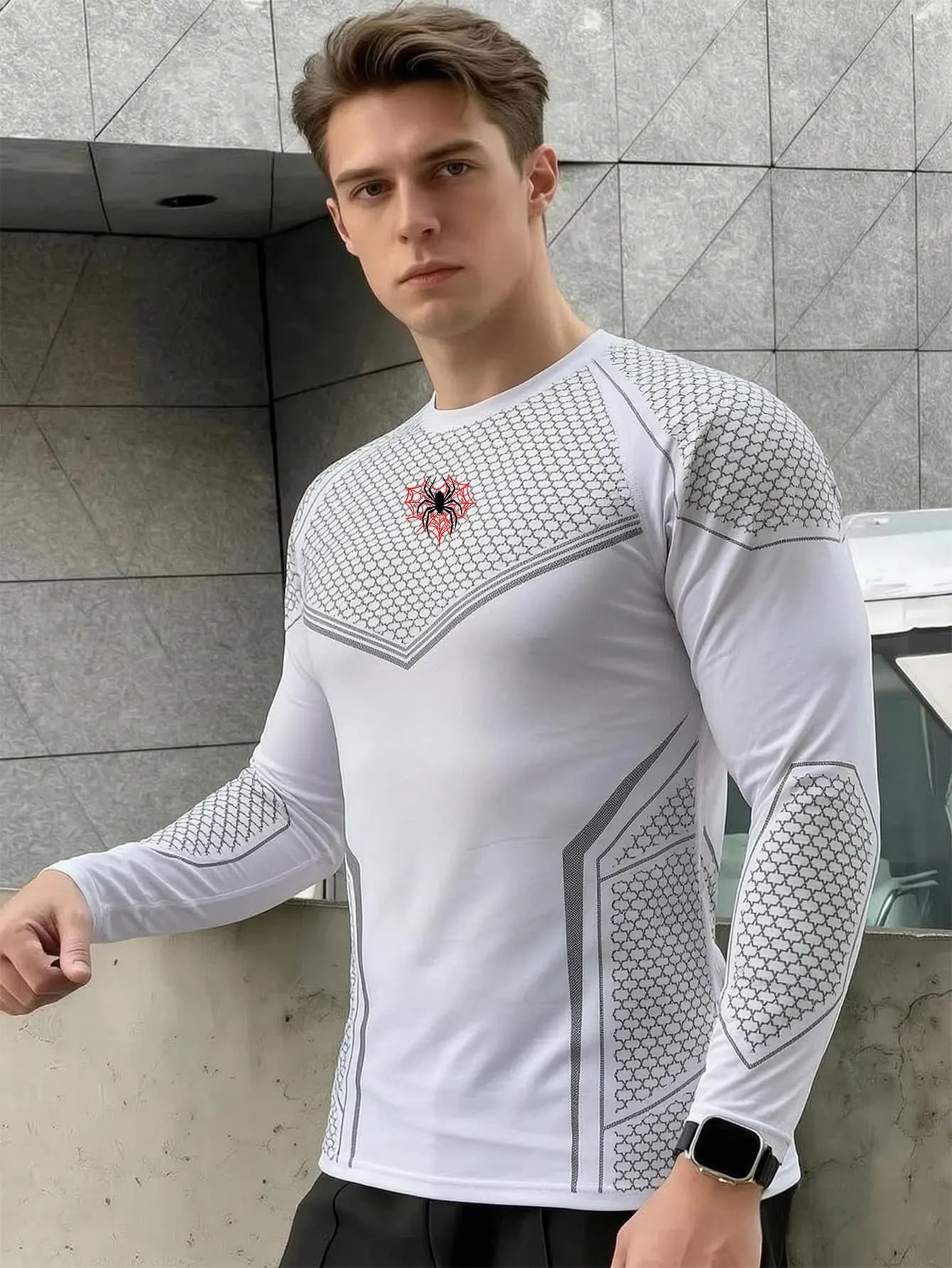 Spring Men's Slim Fit Ice Silk Long sleeves T-Shirt O-Neck Gym quick dry Fashion Top New Style running T-shirt men Clothing