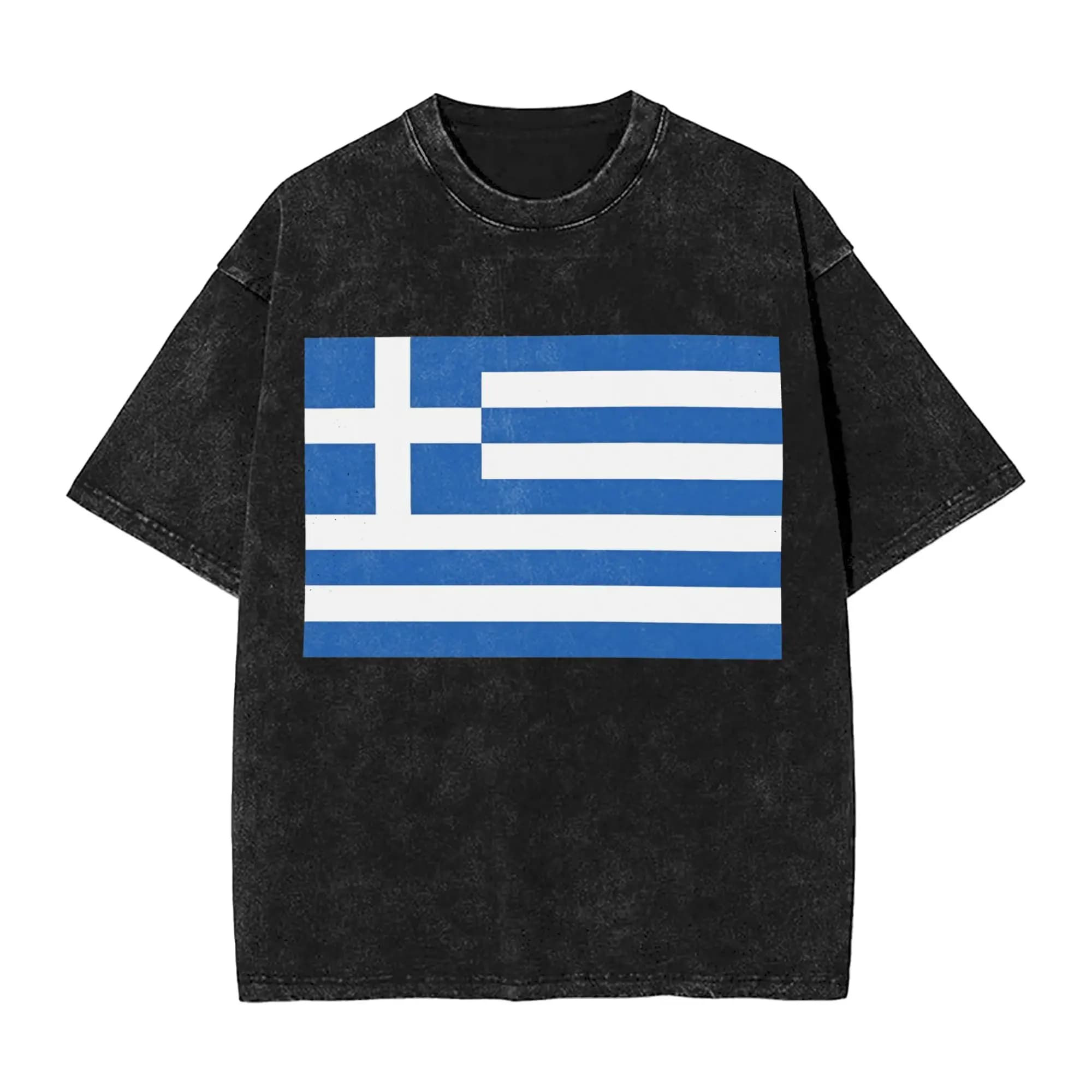Greek Flag Greece Hellas Hellenic  Men T Shirt Washed Funny T Shirt Short Sleeve O Collar T-Shirts Pure Cotton Plus Size Clothes