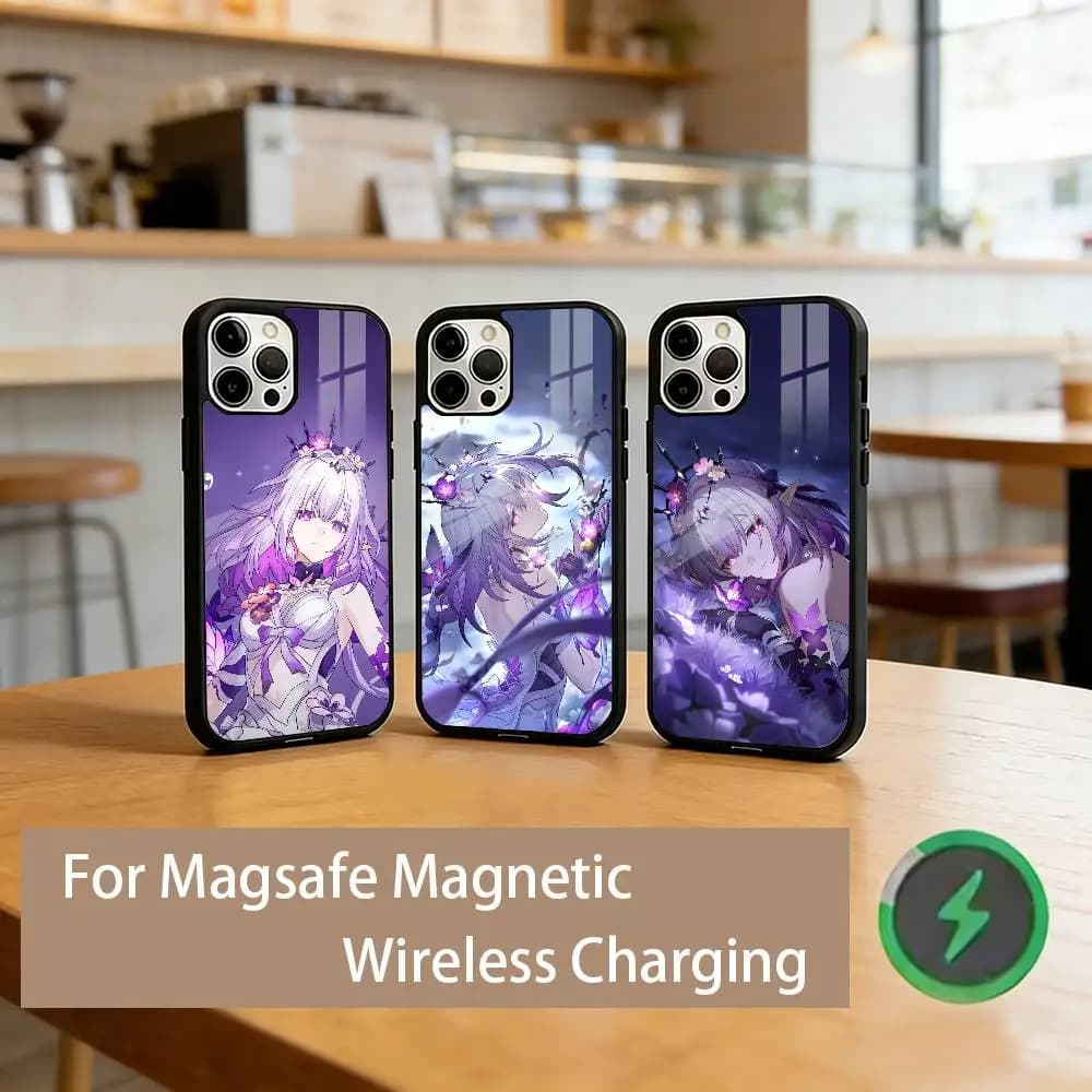 H-Honkai Star Rail C-Castorice Phone Case For iPhone17,16,15,14,13,12,11 Plus,Pro Magnetic For Magsafe Wireless Charging