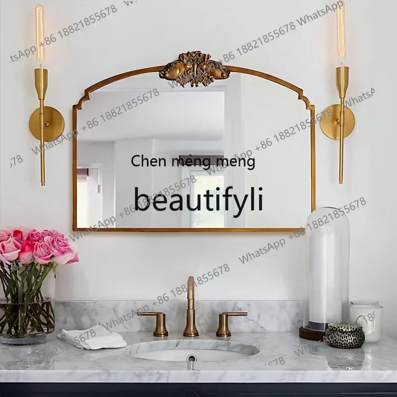 ss8350 SS French light luxury, special-shaped mirror, fireplace wall decorative mirror, dressing, European retro bathroom mirror