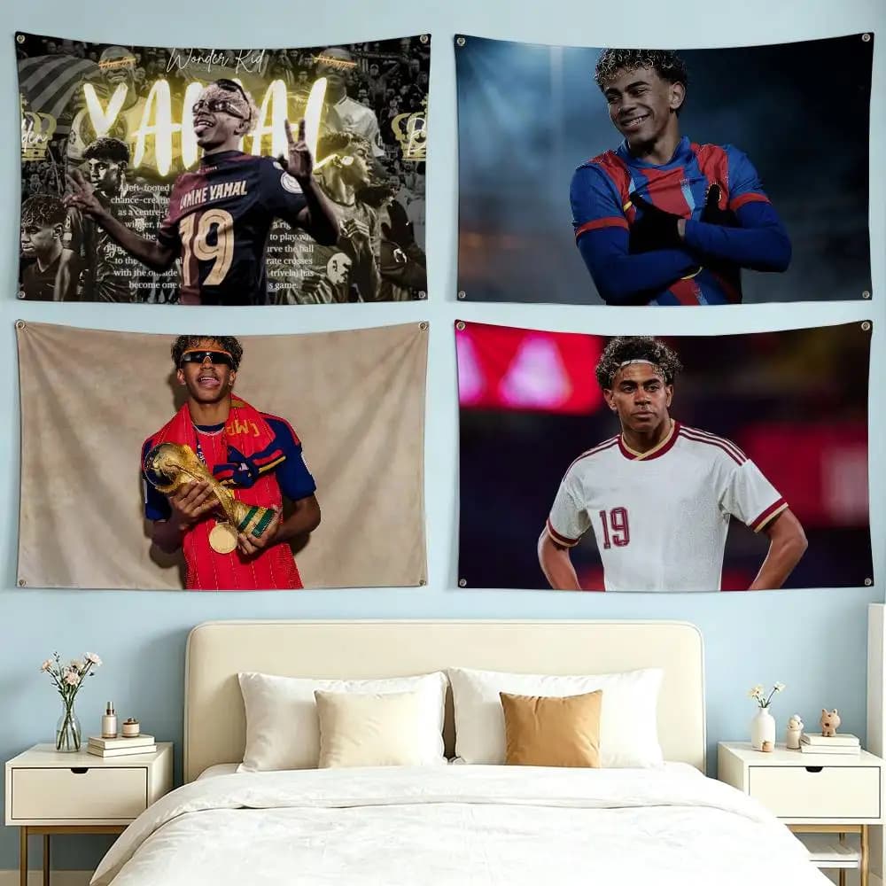 Football Star L-lamine Y-yamal Flags for Bedrooms Home Decor Items Outdoor Decors Garage Decoration Flaga