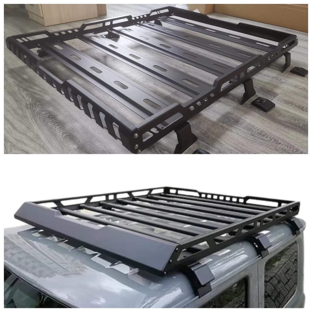 Laser Cut Aluminum Roof Rack for Suzuki Jimny, Bolt-On Cargo Basket Lightweight Off-Road Top Luggage Carrier for Jimny JB74