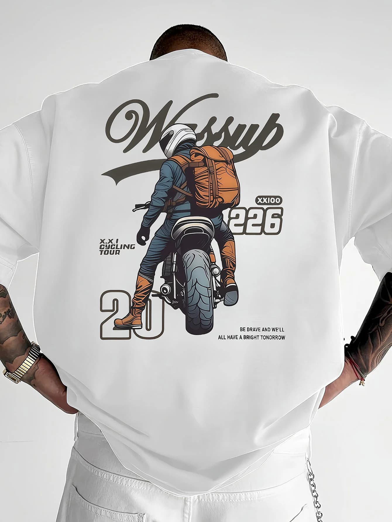 Fashion motorcycle Graphic design -100% cotton summer short sleeve O-neck casual printed men's T-shirt.