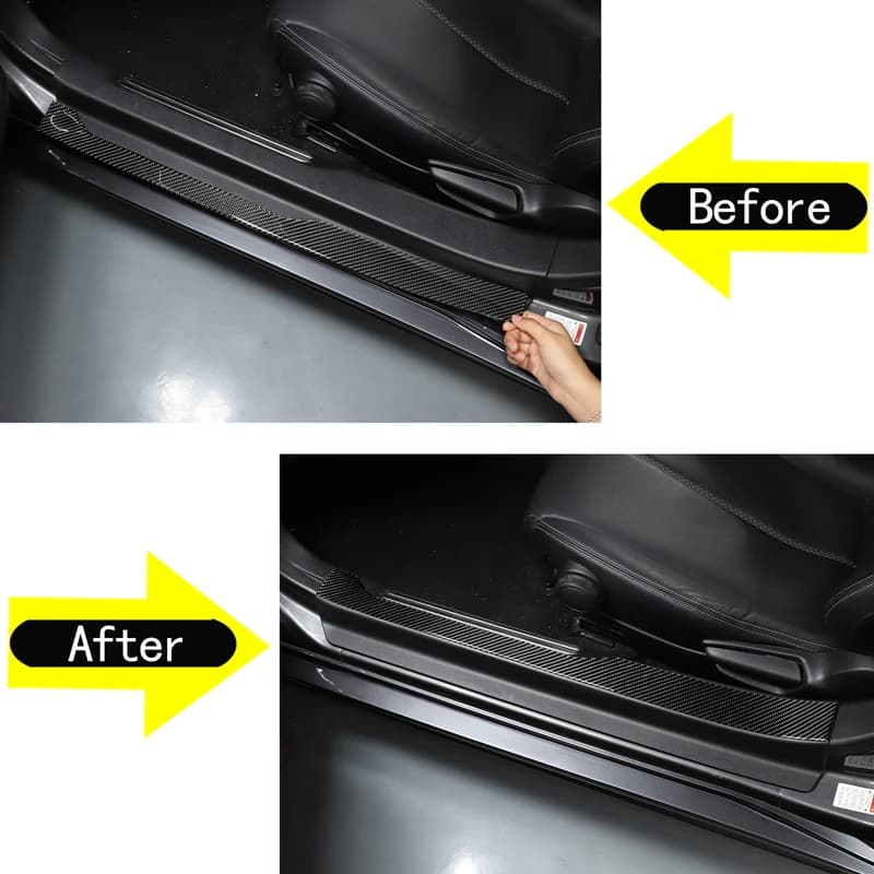 For Mazda MX-5 Fiat Abarth 124 2016+ soft carbon fiber car door sill protection sticker welcome pedal cover car accessories