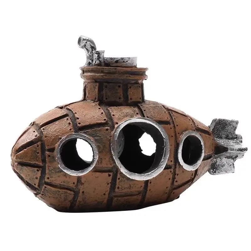 Submarine wreckage fish tank landscaping oxygen pump decorative ornament