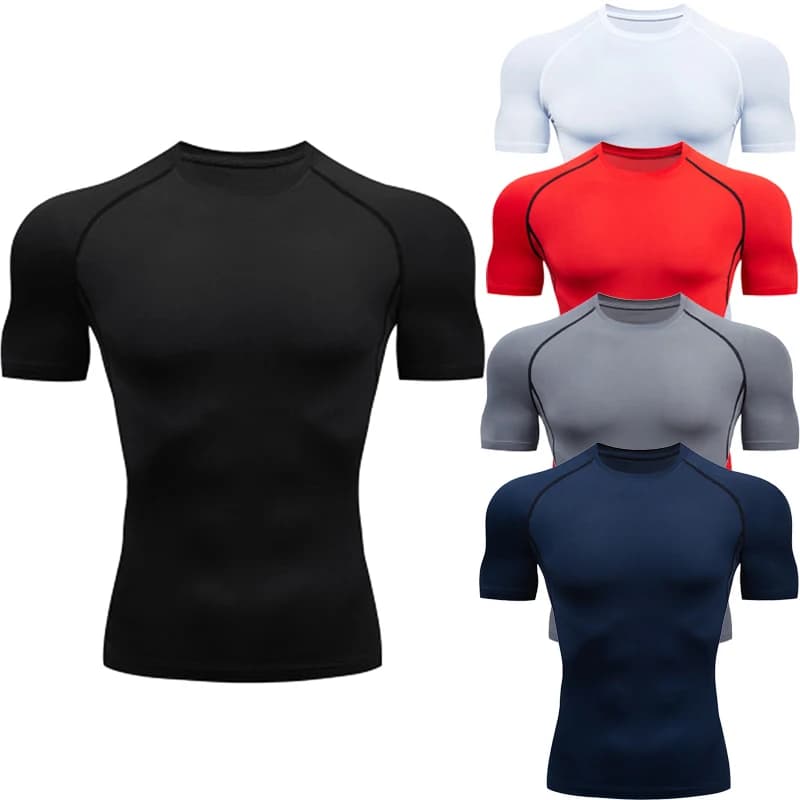 Compression Shirt Summer Men's T-Shirt White Short Sleeve Breathable Quick Dry Fitness Top Sports Long Sleeve Compression Shirt
