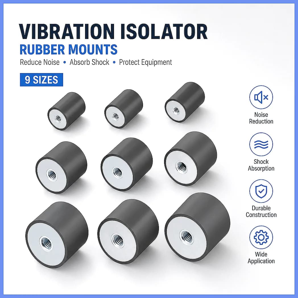 M4 M5 M6 M8 M10 Female Thread Rubber Shock Absorber Anti Vibration Mount, Rubber-Metal Silentblock Type DD, Flat Base Engine