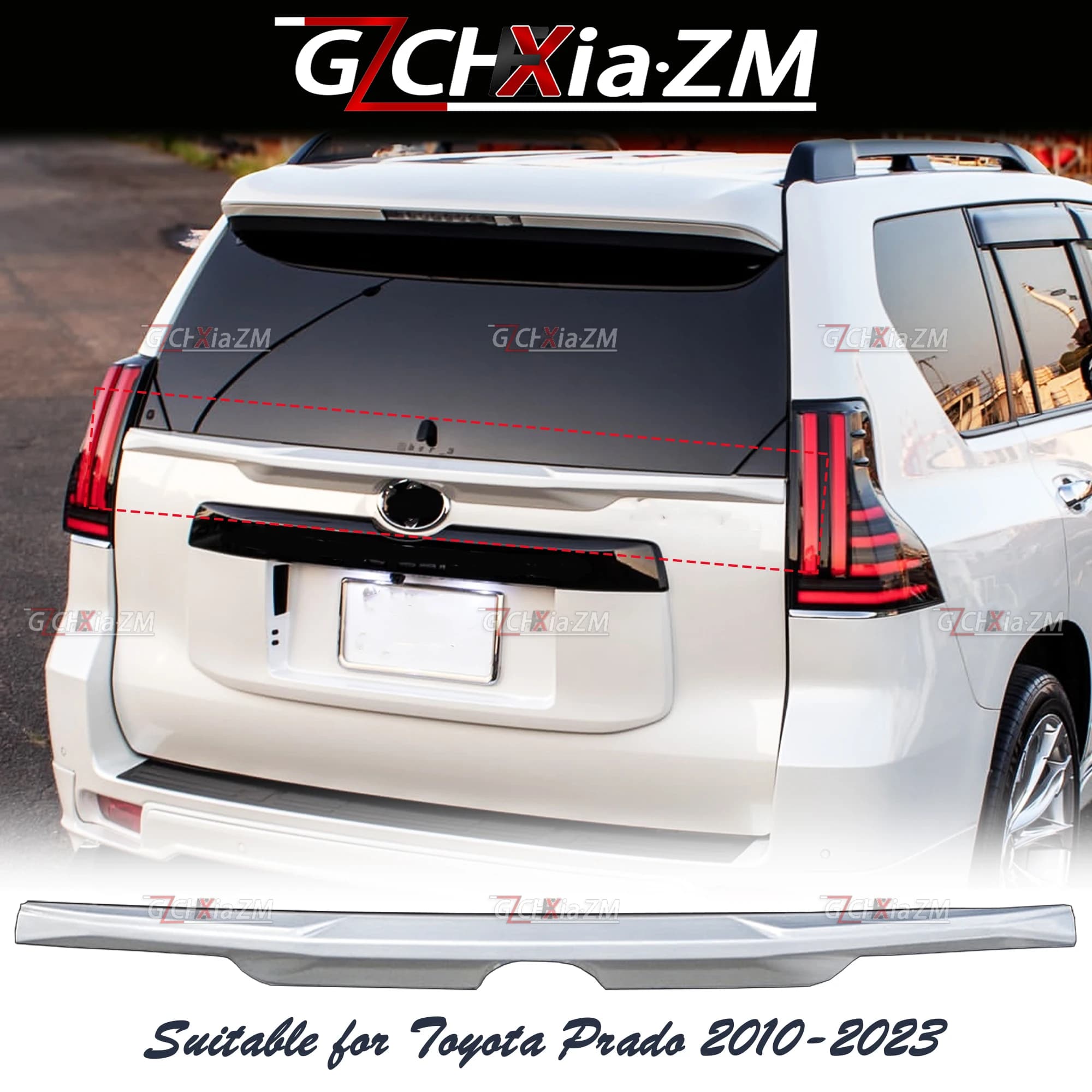 For 2010-2023 Toyota Land Cruiser Prado FJ150 Premium ABS Material Trunk Lid Rear Spoiler Diffuser Decorative Kit Rear Wing