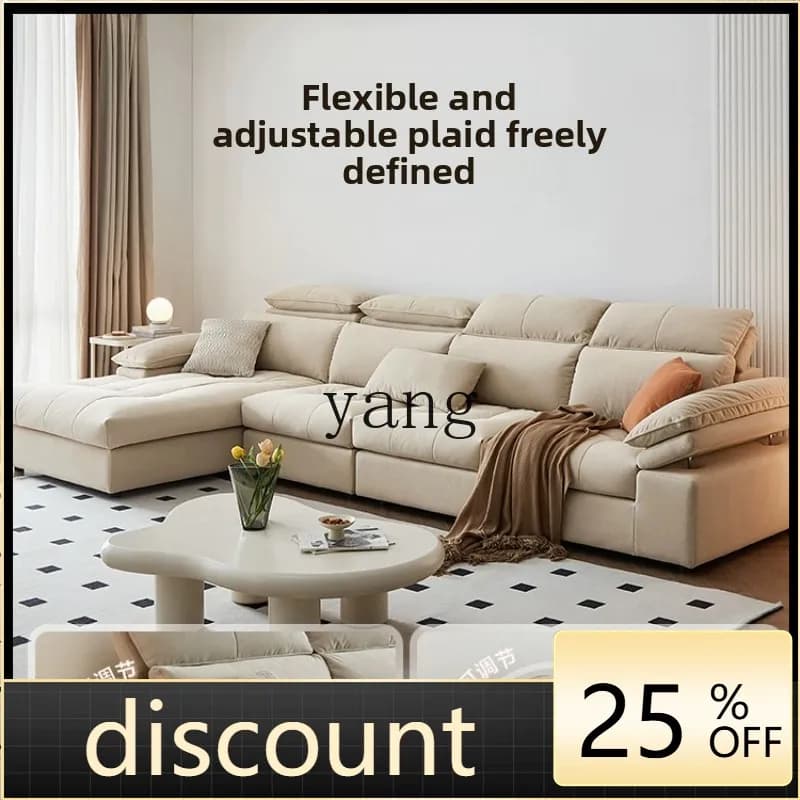 LH cream wind cat scratching fabric sofa removable and washable living room new solid wood frame furniture