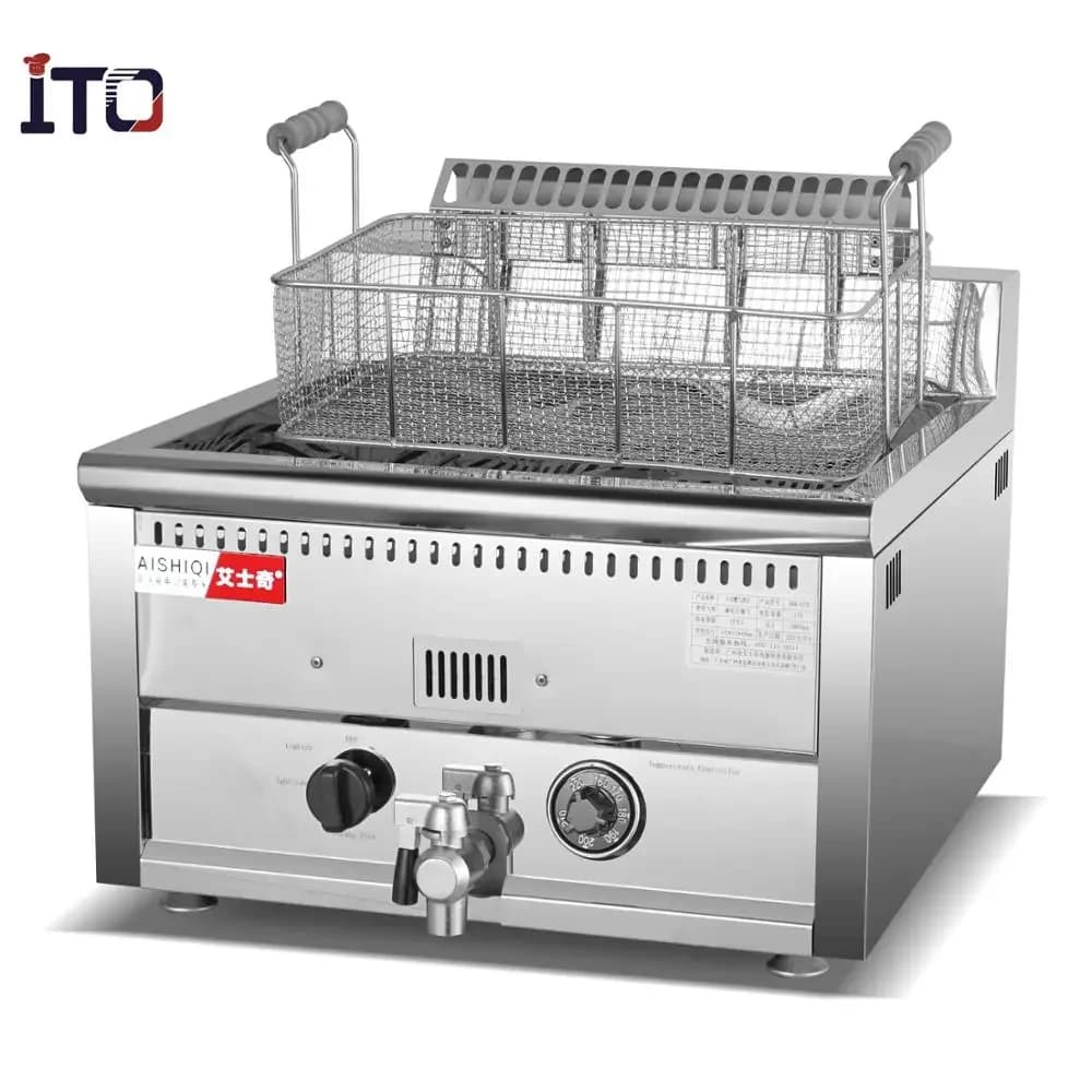 Chip Deep Fryer Gas Portable Commercial Stainless Steel  Thermostat Control