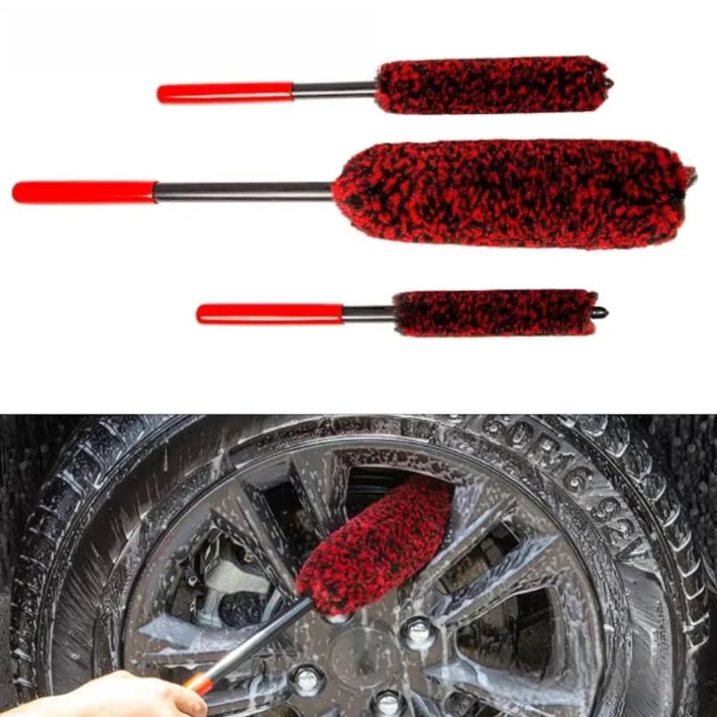 Cepillo para Detallar Ruedas Coche, Cepillos de Lana Flexibles para Llantas de Auto, Herramientas de Limpieza para Autos, Acc