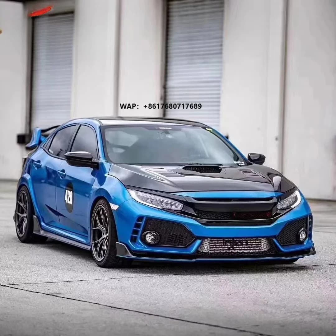 Runde for Civic Upgrade TYPE-R Style Body Kit Front Rear Bumper Grille Side Skirt Wheel Eyebrow Rear Spoiler Exhaust Tips