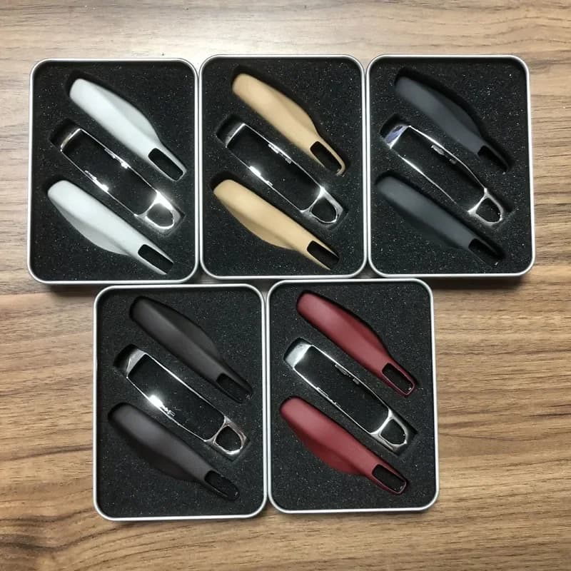 For Porsche Macan Cayenne Panamera 718 Car Remote Leather Key Case Fob Covers with Ring and Leather Rope Keychain Holder