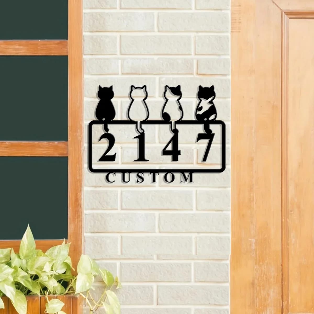 Metal Lovers Cat Custom Wall Art Hanging Ornaments Name Address Doorplate Sign,Cute Kitten Valentine's and New Year Decoration