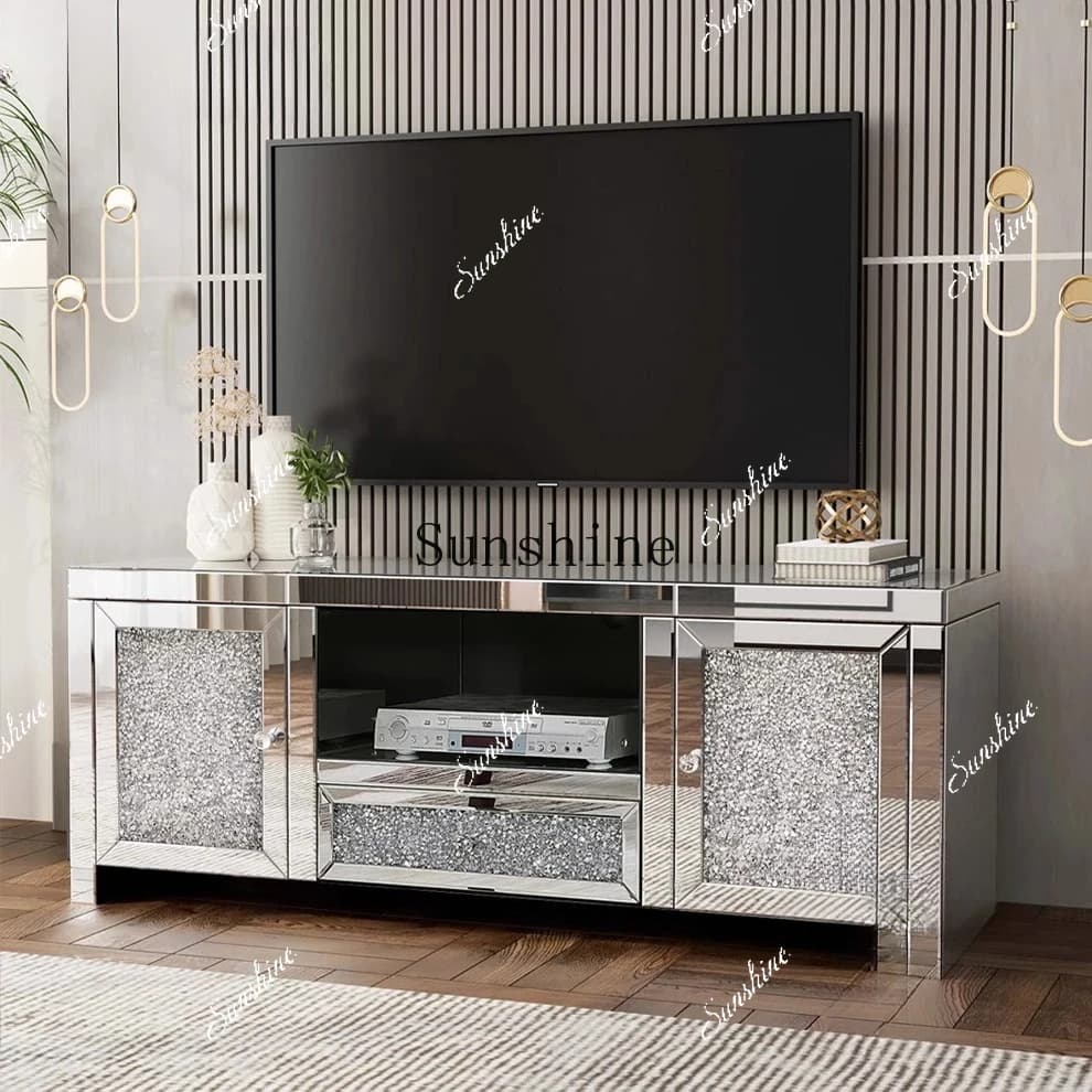 European mirror TV cabinet Modern light luxury living room Household small apartment storage cabinet  FT