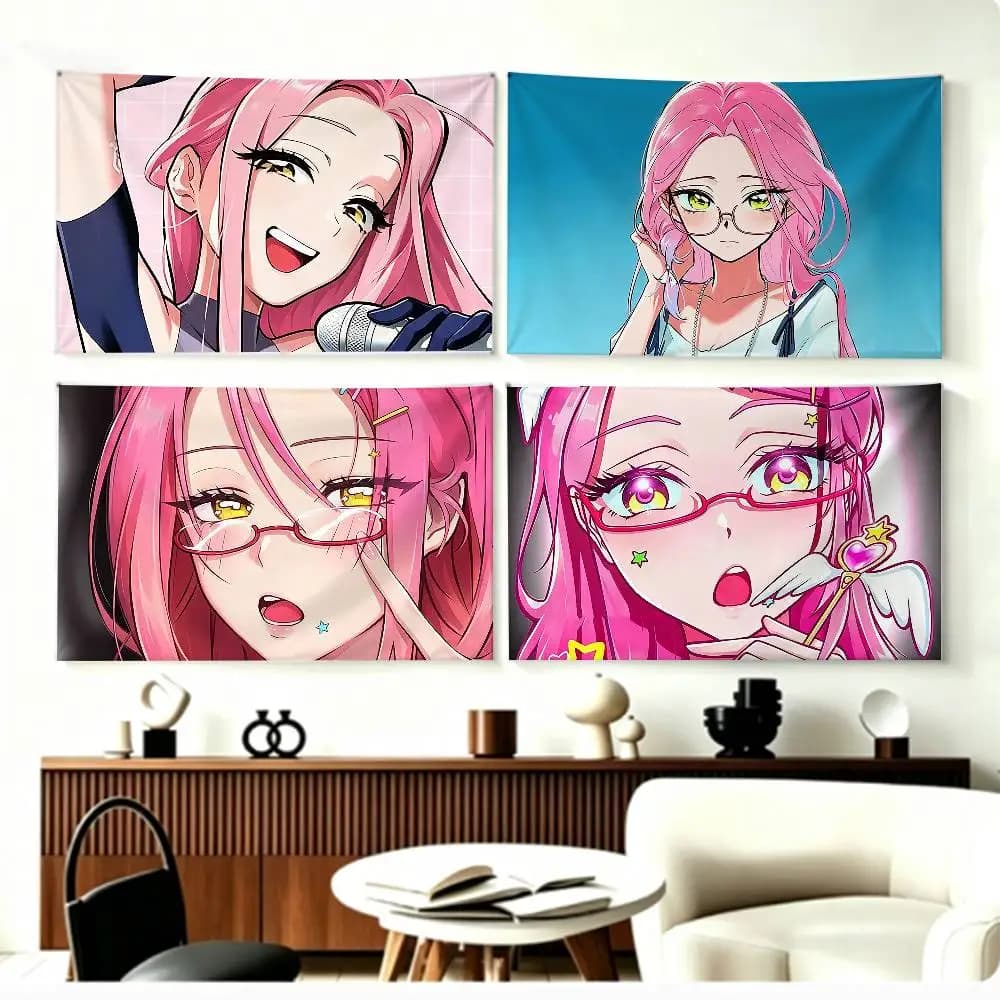 Cute Anime Mizi Alien Stage Character   Flags Wall Hanging Background Art Banner for Bedroom Home Outdoor Decor