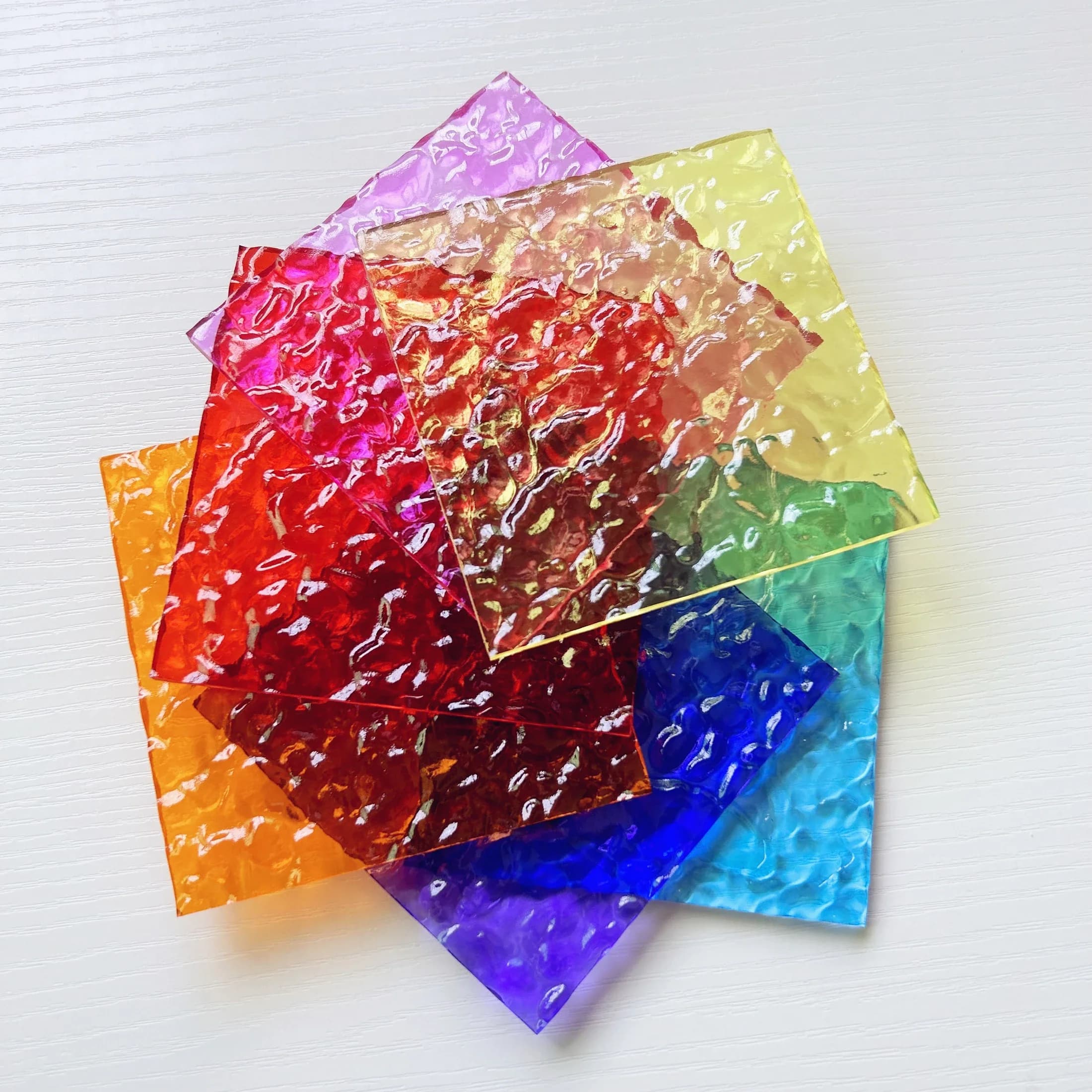 Translucent Single Side Water Ripple PMMA Acrylic Panel, 5.0mm Thick, 6 Optional Colors