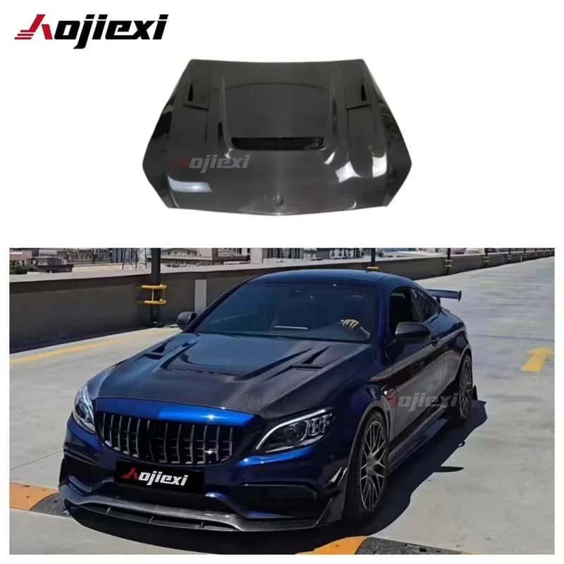 FOR Hight Quality IMP Style Carbon Fiber Engine Hood for  C-class C63 W205 2015-2021 Carbor Fiber Bonnet Cover Body