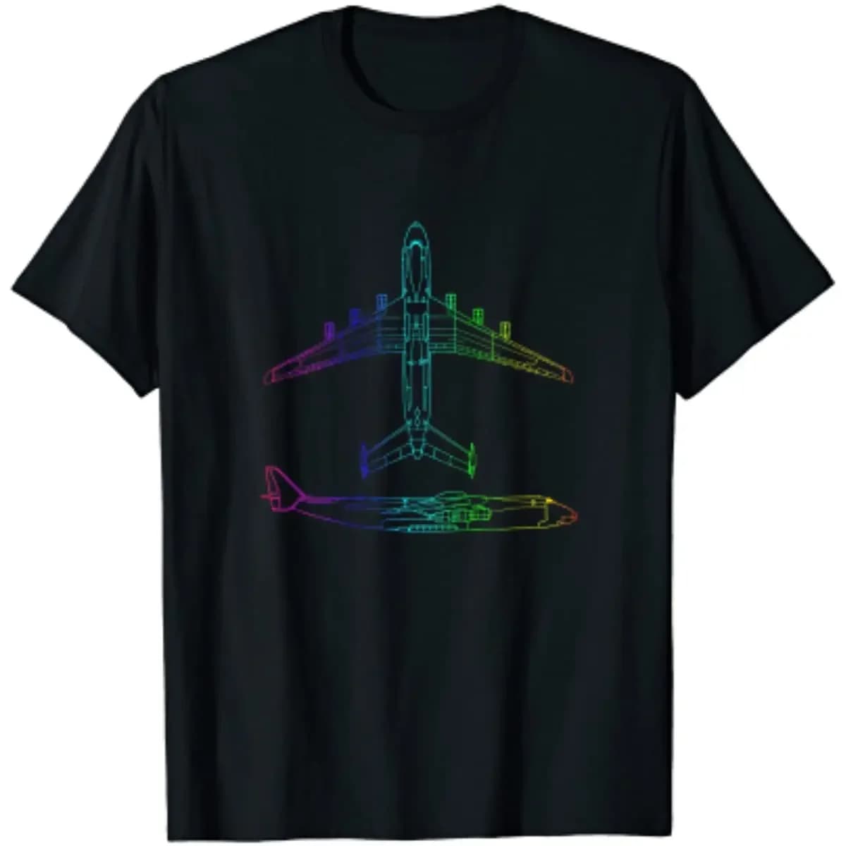 Antonov AN-225 Mriya Cargo Plane Rainbow Blueprint T-Shirt 100% Cotton O-Neck Short Sleeve Summer Casual Mens T-shirt Streetwear