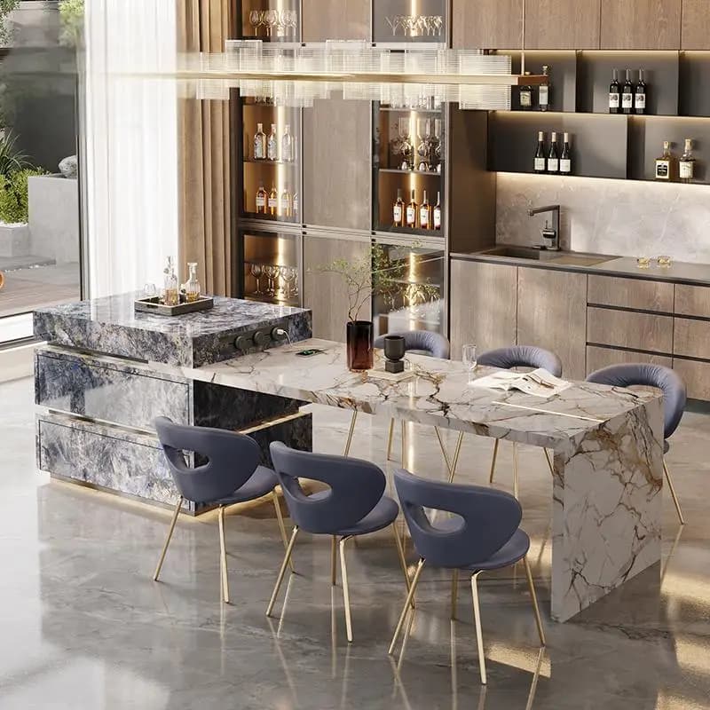​​Customizable 36inch Natural Marble Kitchen Island Bar Premium Countertop for Modern Home Heat Resistant​​