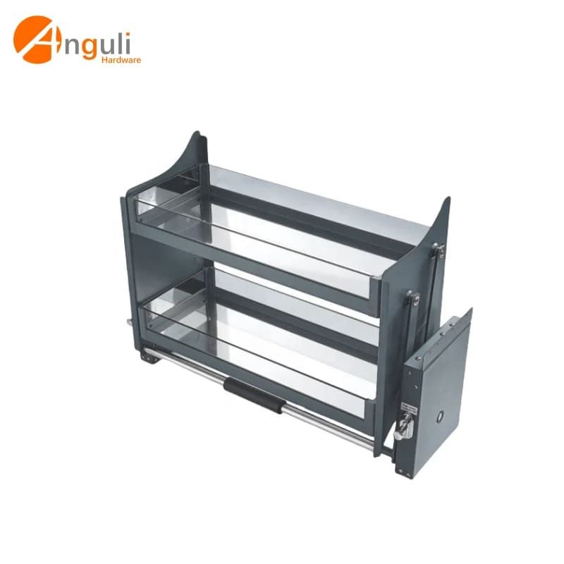 Glass Pull-Out Elevator Cabinet Organizer Expandable Kitchen Rack and Storage Hardware