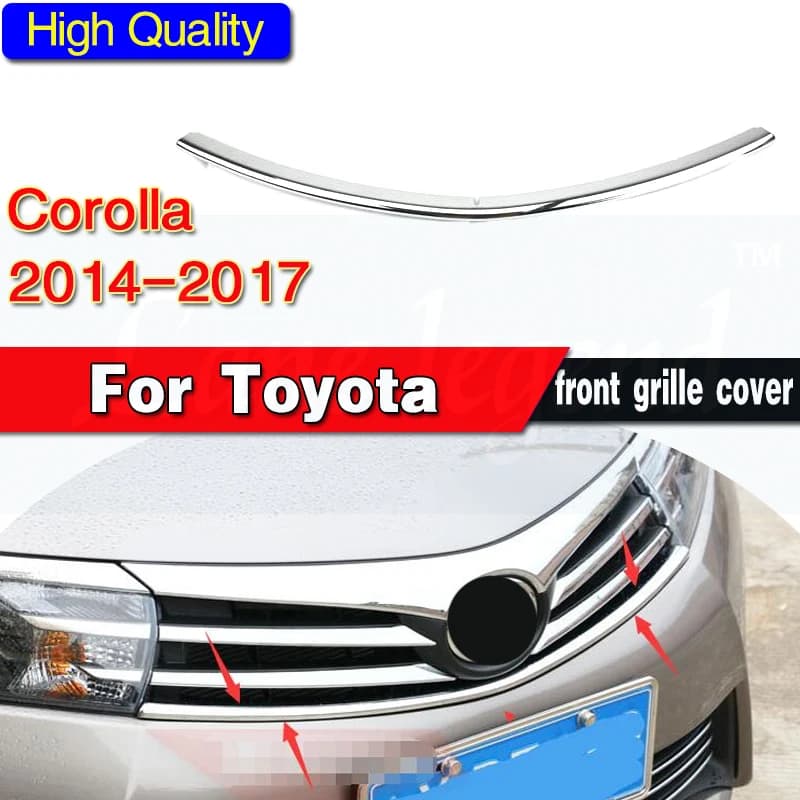 Car front grille cover auto grille decoration cover for Toyota Corolla 2014-2017,ABS chrome,1pc/lot,car styling