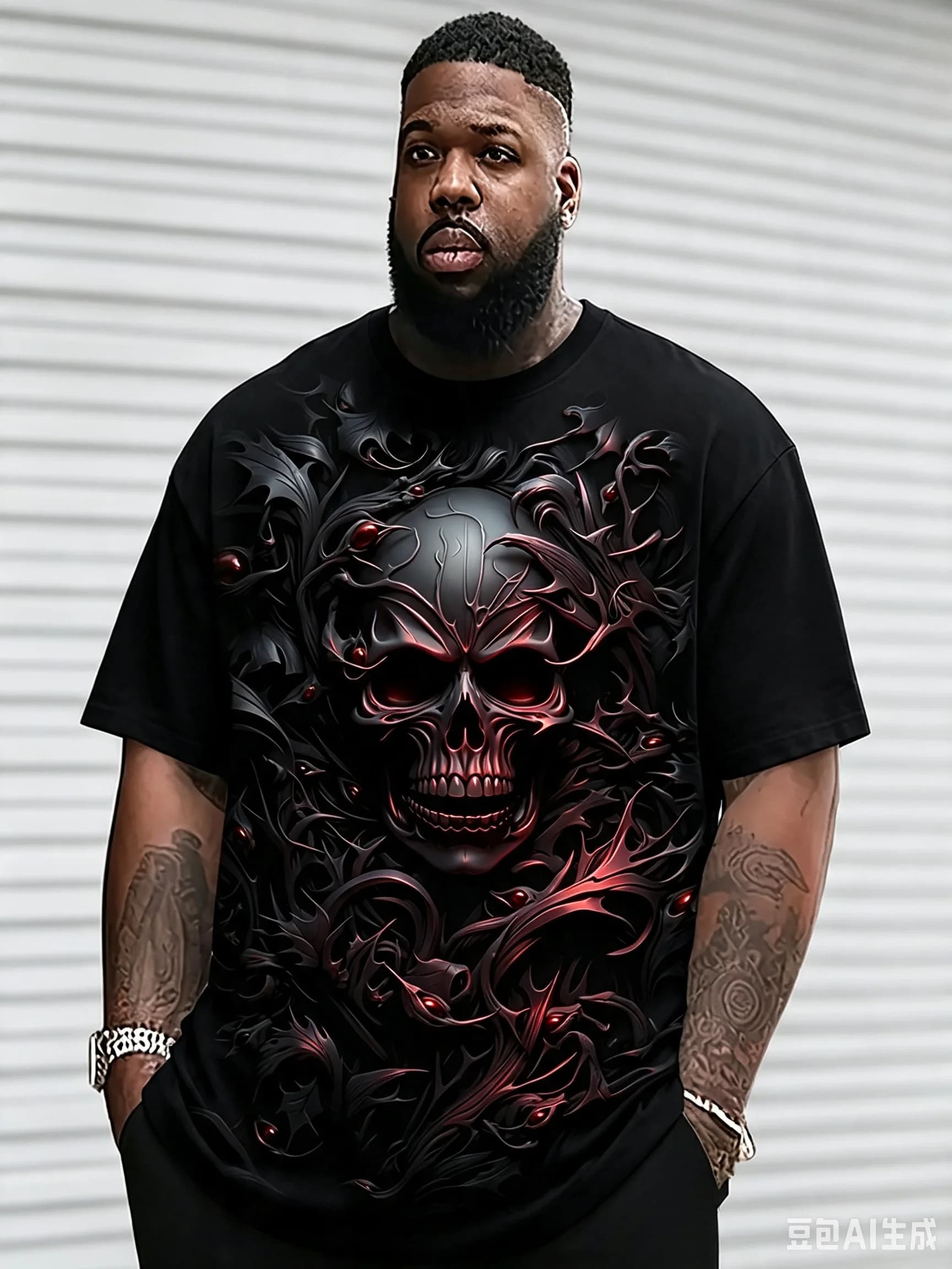 Men's Skull Graphic T-Shirt, Vintage Gothic Crew Neck Short Sleeve Casual Streetwear Summer Thin Street Cool Top