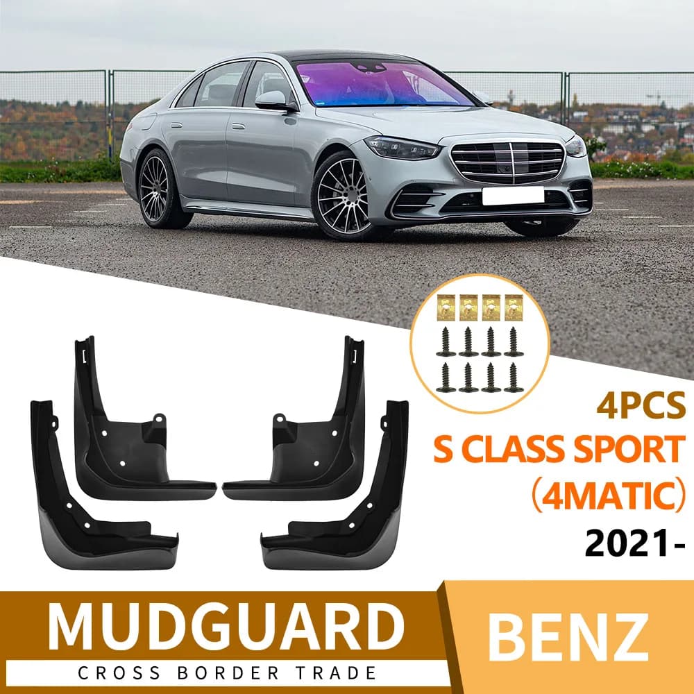 Mud Flaps For Mercedes - Benz W223 S Class Sport （4MATIC）2021-2024 Splash Guard Mudguards Front Rear Fender Car Accessories
