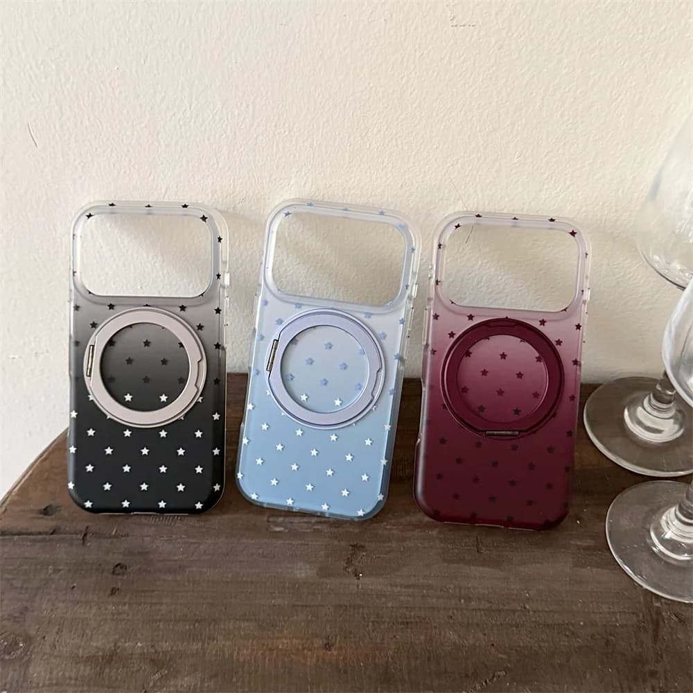 Korea Fashion Ins Cartoon Gradation Black Phone Case For iPhone 18 Pro 17 16 15 Pro Max Cover Shockproof Cute Cases 18Promax
