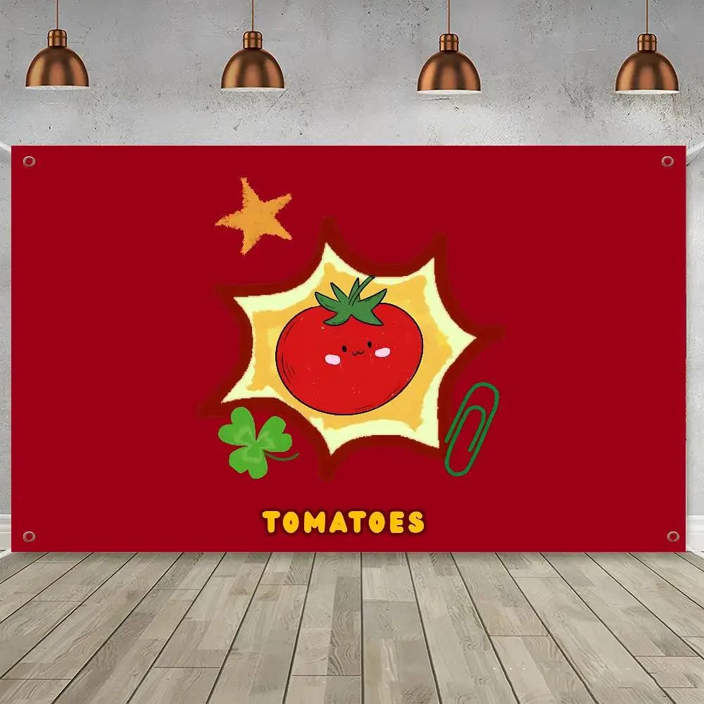 Cartoon Tomato Pattern Large Size Flags Printing Patterns Interesting Birthday Party Decorations Banner