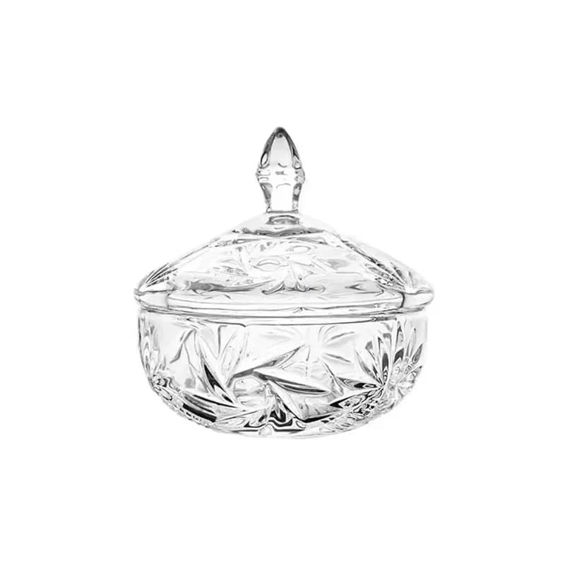 Crystal glass candy jar, high-quality light luxury household sugar tank, storage box storage tank