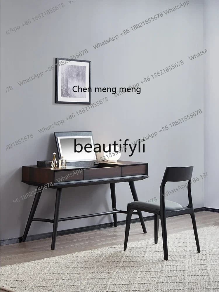 X FH  Italian Style Modern Bedroom Solid Wood Makeup Table scandinavian Extremely Minimalist Small Apartment Dressing Table
