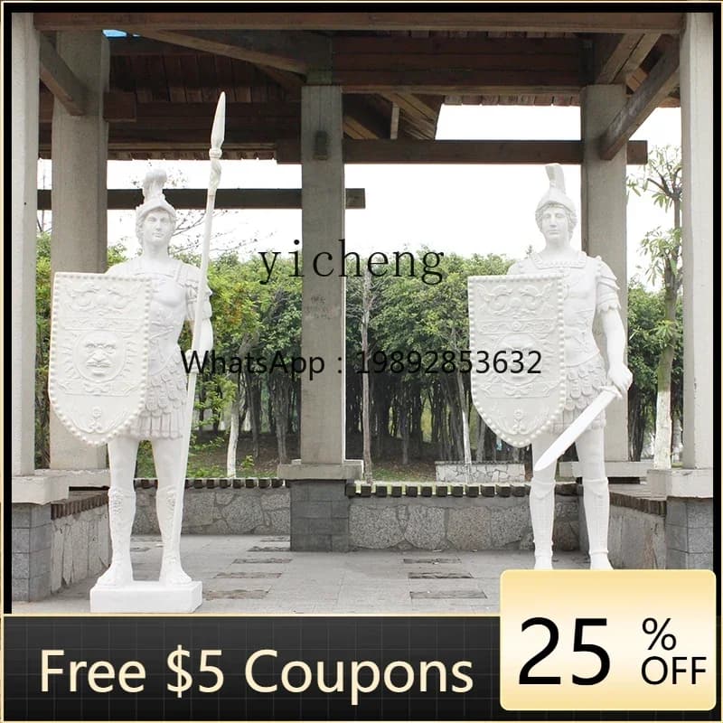 D4-2  large European welcome Roman armor warrior figure sculpture courtyard decoration garden ornament