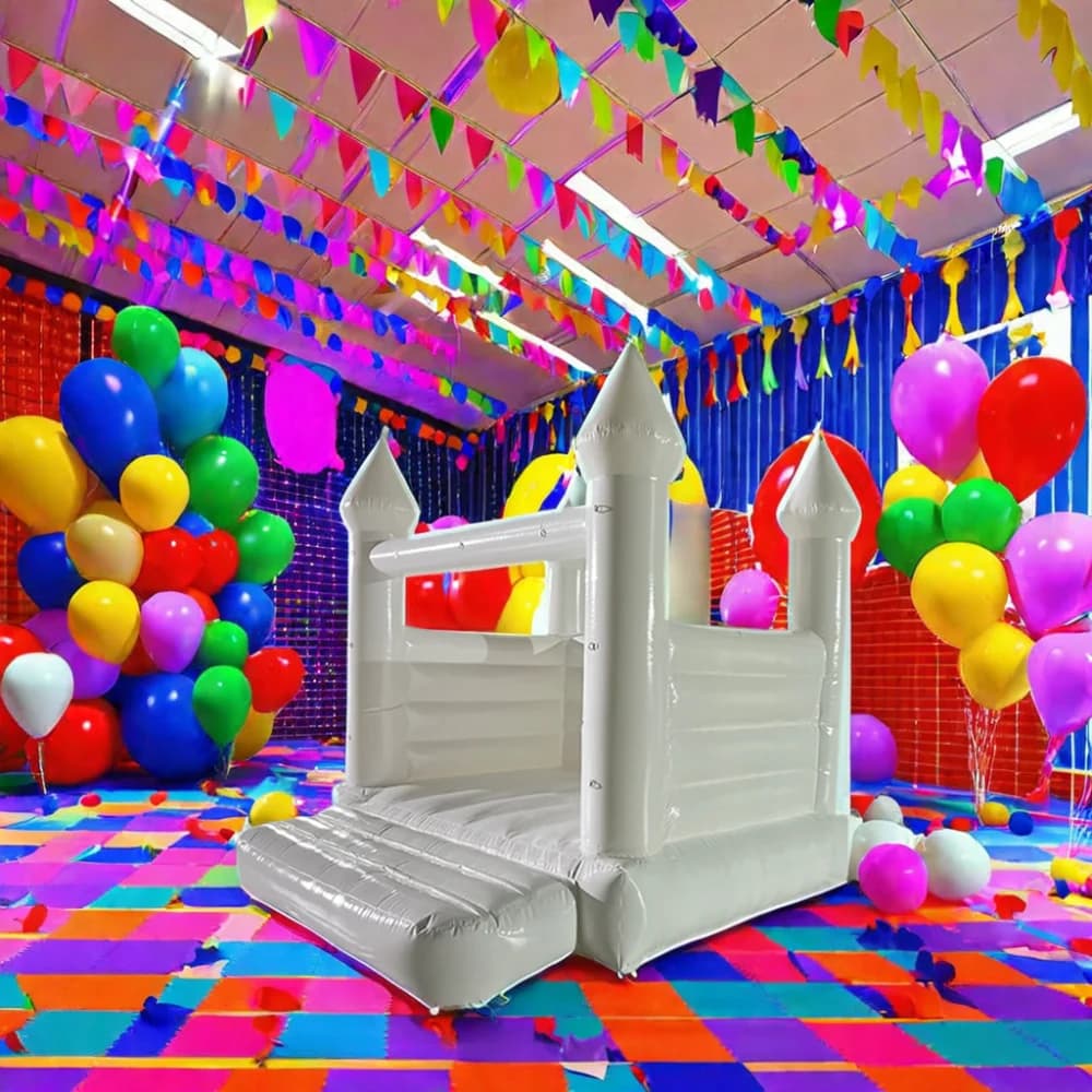 Mini White PVC Inflatable Bouncer Castle Unisex Kids Birthday Party Inflatable Bounce House