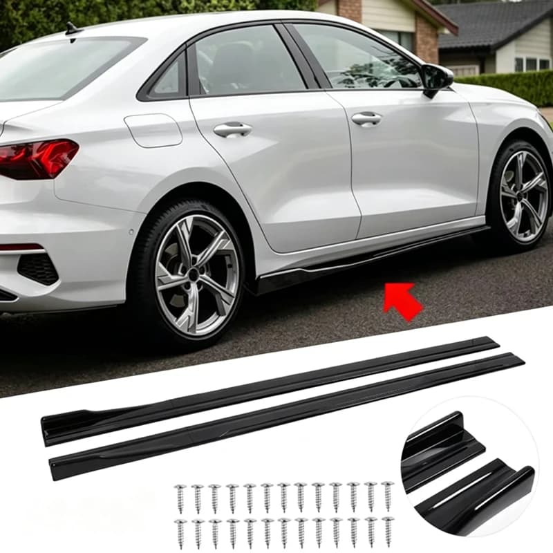 For Audi Accessories A3 A4 A5 S-Line RS3 8V Sedan 2013+ Painted Gloss Black Side Skirts Extension Splitters Rocker Panel