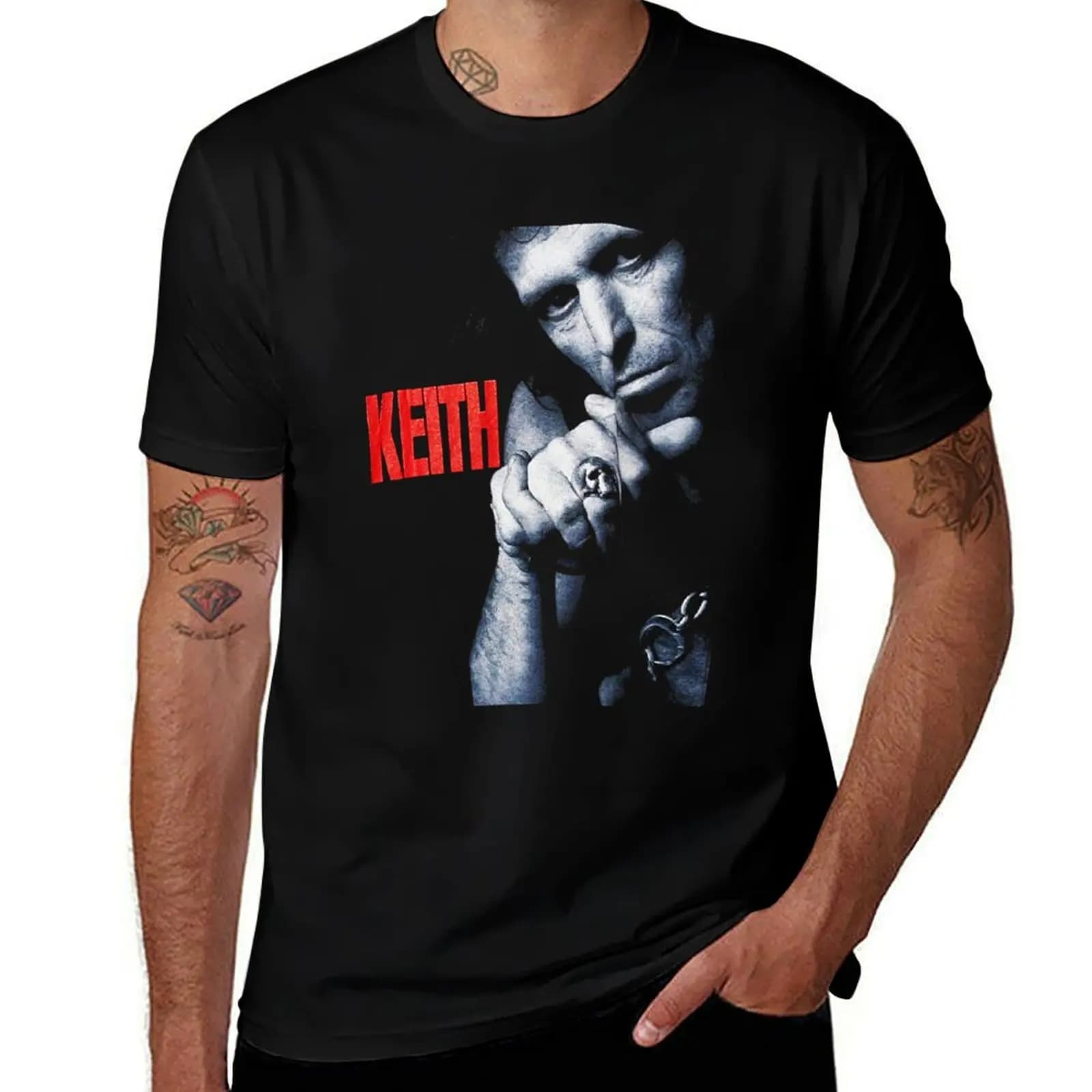 Keith-Richards-Shirt-Vintage-tshirt-1980s T-Shirt Long Lasting Casual T-Shirt