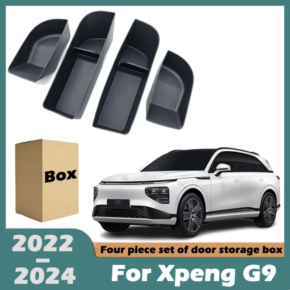 For Xpeng G9 2022-2024 Door Side Storage Box TPE Front Rear Door Handle Organizer Tidying Car Accessories