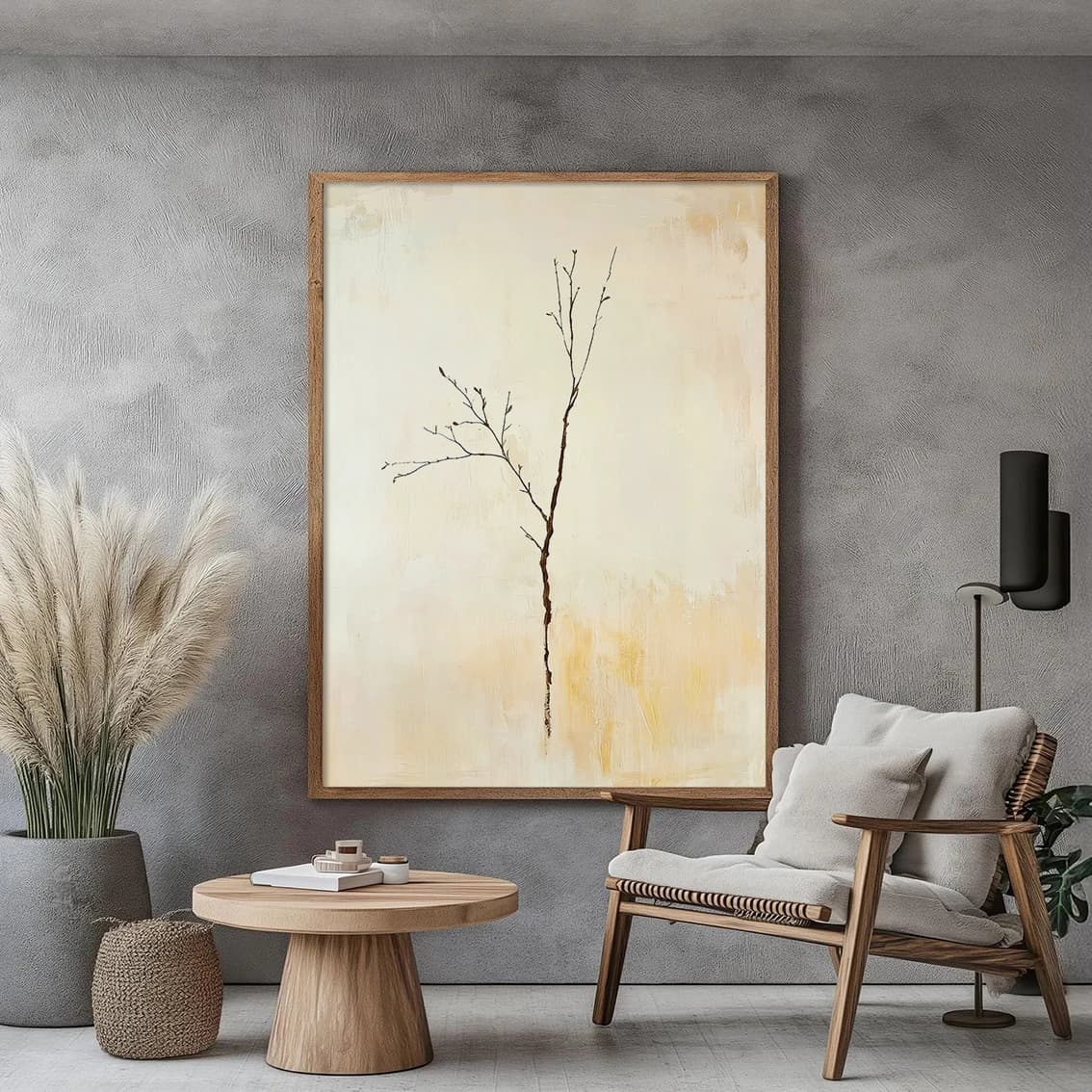 Interior wall art, wabi-sabi, Japanese style design, oversized abstract wall art poster, beige art, modern home décor.