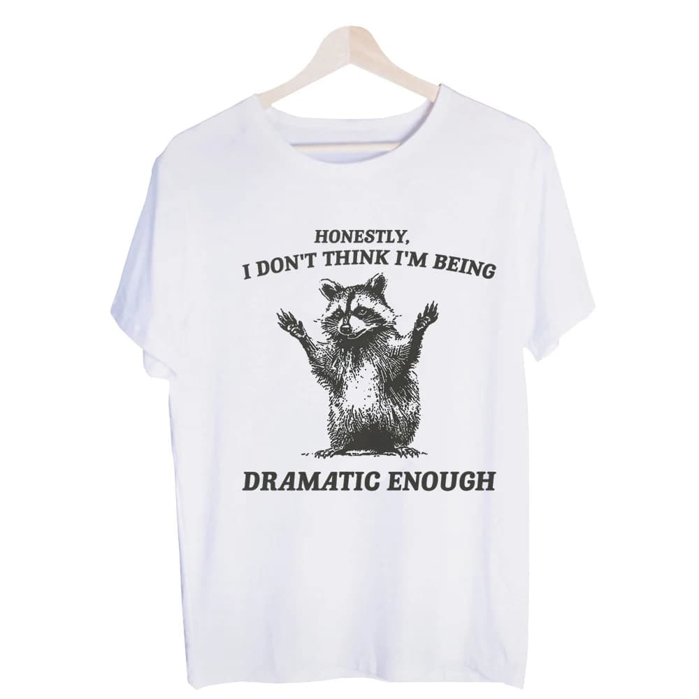 Men's Raccoon Graphic Tee, Slogan Print Crew Neck T-Shirt for Casual Daily Wear and Street Style