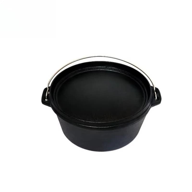 Outdoor Cooking Cast Iron Cookware Camping Pot Oven with Double Use Lid and Lid Lifter