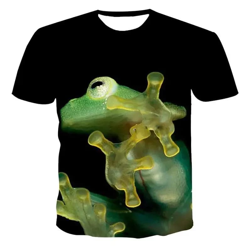 Summer 3d Tree Frog Animal Print Top Casual Personality Fun Trend Men's Women's Children's T-shirt Breathable And Lightweight