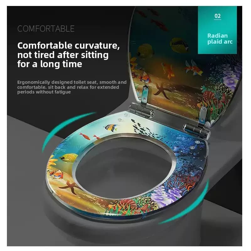 Household Universal Resin Toilet Lid Thickened Vintage Rim Silent Quick Release Soft Cushion Toilet Seat Replacement Parts