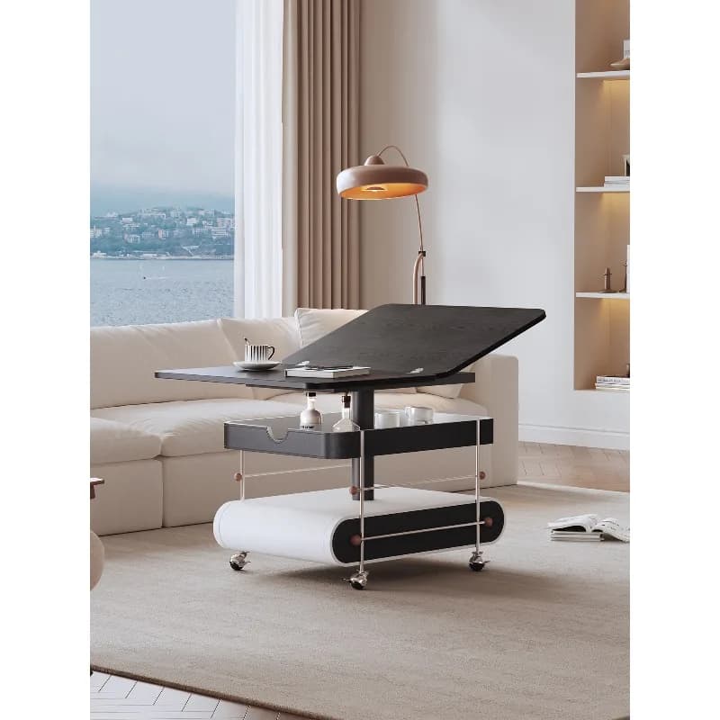 All solid wood movable coffee table, Italian minimalist living room sofa side table