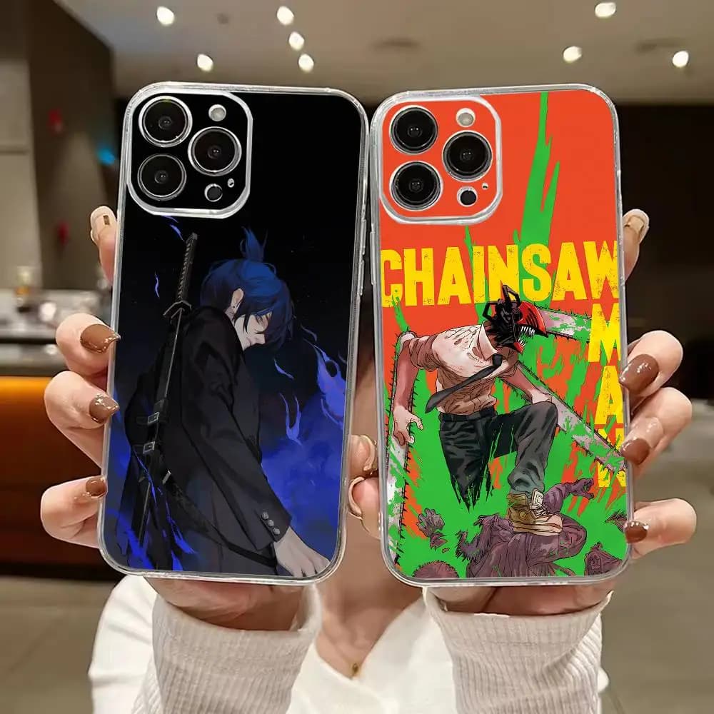 Chainsaw Man-S Anime  Transparent Shockproof Phone Case For iPhone 17,16,15,14,13,12,11 Plus,Pro Max